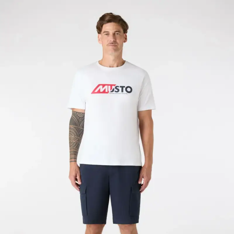 Koszulka bawełniana męska Musto Marine Graphic Ss Tee - White Bezpieczne zakupy
