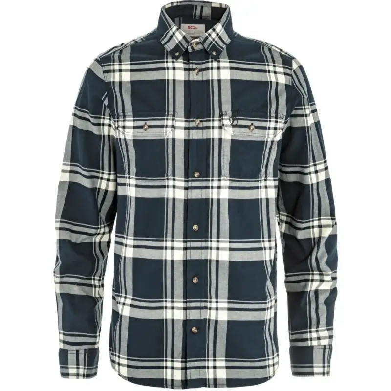 Koszula flanelowa męska Fjallraven Övik Lite Flannel Shirt - Dark Navy/Chalk White Bezpieczne zakupy