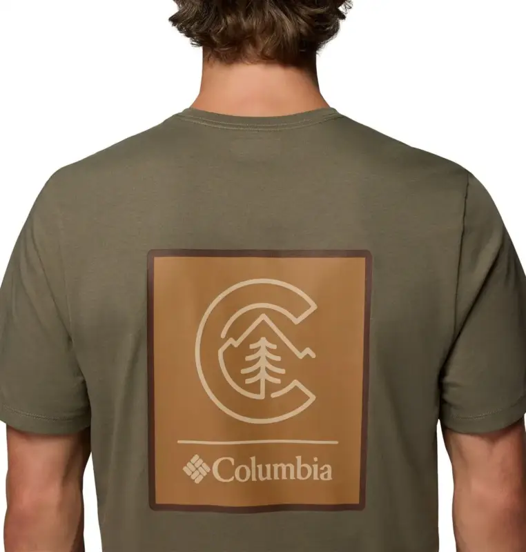 Koszulka bawełniana męska Columbia CSC™ Logo Back Tee - Stone Green Linework Ostatnia szansa