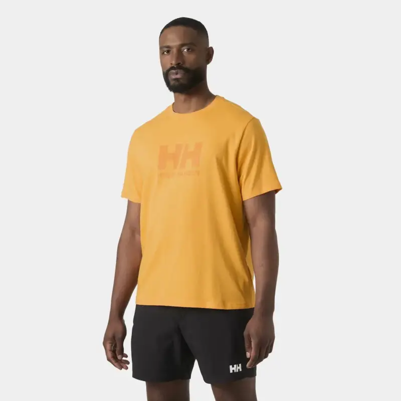 Koszulka bawełniana męska Helly Hansen HH Logo T-Shirt 3.0 - Orange Sorbet Popularny