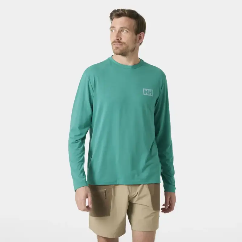 Bluza szybkoschnąca męska Helly Hansen Skog Graphic LS Tee - Dark Mint Niska cena