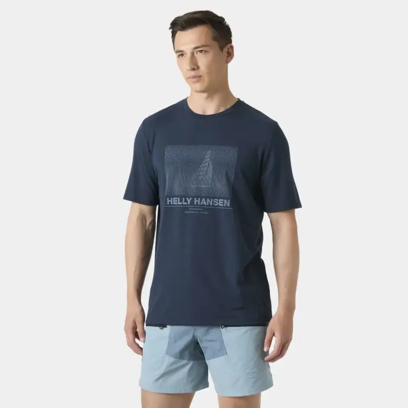 Niska cena Koszulka z filtrem UV męska Helly Hansen HP Race Graphic T-shirt - Navy
