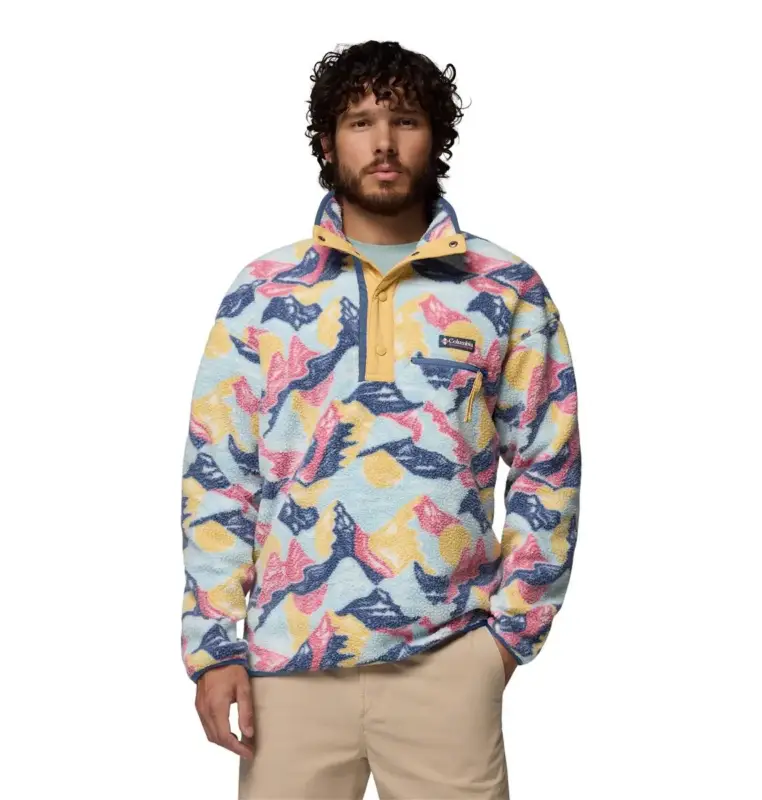 Bluza polarowa męska Columbia Helvetia™ II Printed Half Snap Fleece - Sand Dune Oferta limitowana