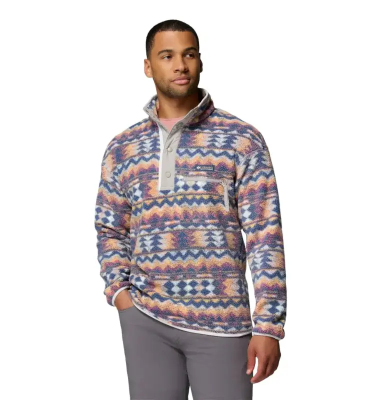 Ostatnia szansa Bluza polarowa męska Columbia Helvetia™ II Printed Half Snap Fleece - Sea Salt