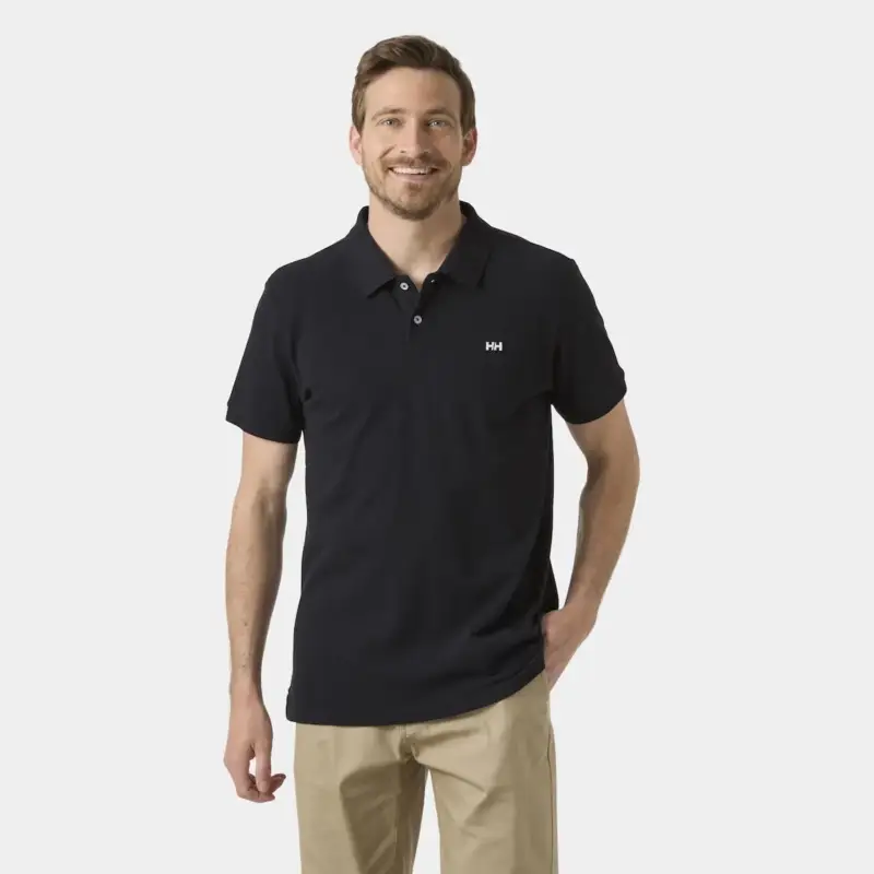 Koszulka bawełniana męska Helly Hansen Hudson Polo - Black Szybka dostawa