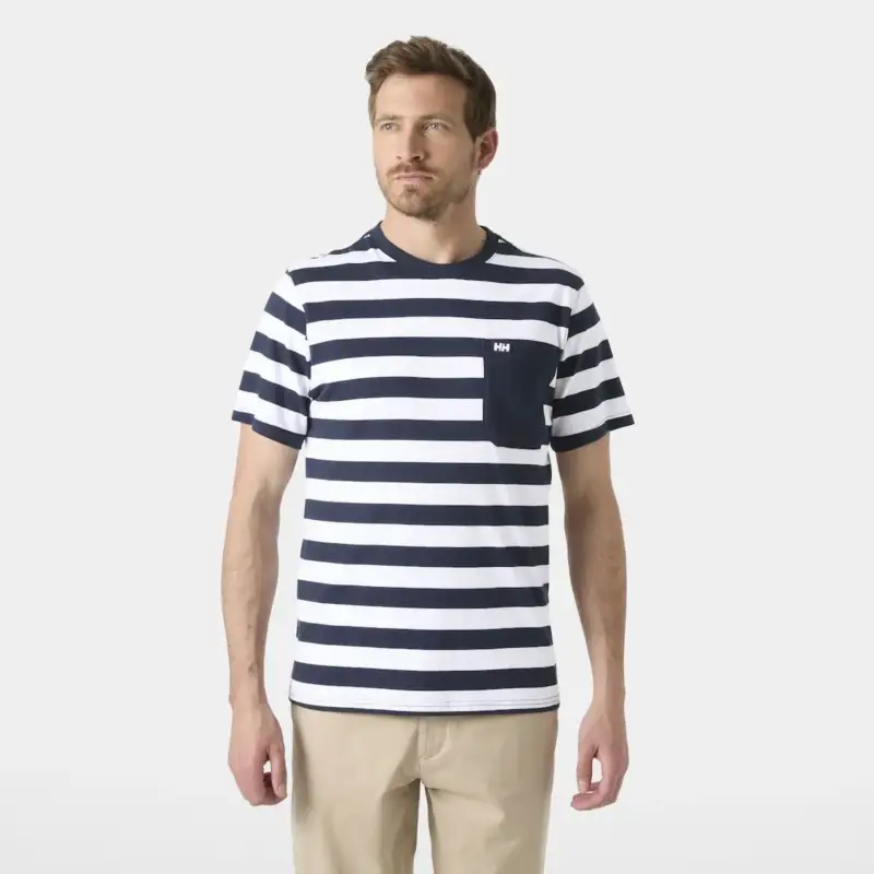 Dostępne od ręki Koszulka bawełniana męska Helly Hansen Hudson T-Shirt - Navy Stripe