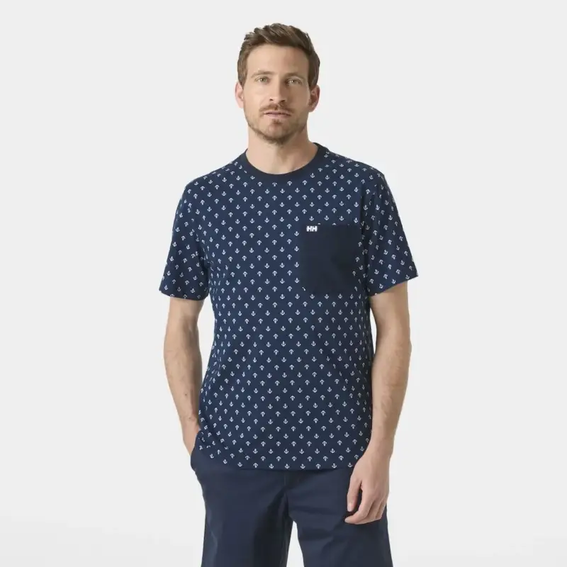 Okazja Koszulka bawełniana męska Helly Hansen Hudson T-Shirt - Navy Aop
