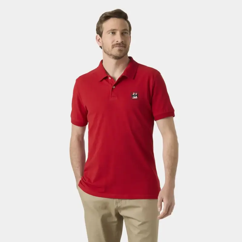 Zniżka Koszulka bawełniana męska Helly Hansen Messina Graphic Fitted Polo - Red