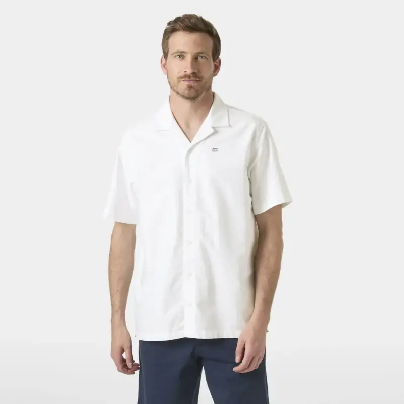Koszula bawełniana męska Helly Hansen Shore SS Shirt - White Okazja