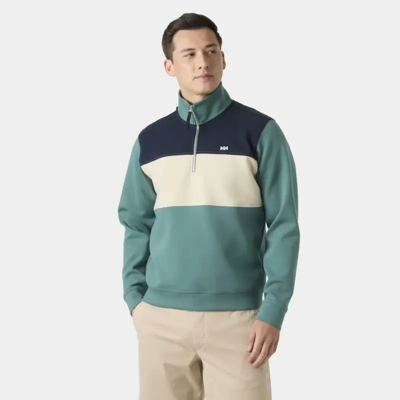 Bluza bawełniana męska Helly Hansen Koster Sweat 1/2 Zip - Opal Green Tylko do końca tygodnia