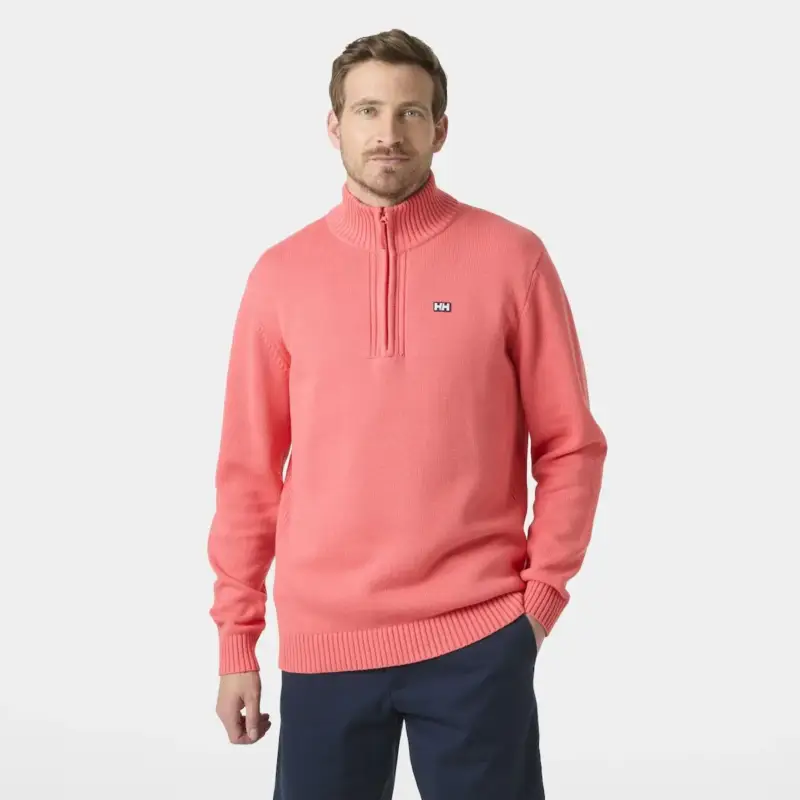 Nowość Sweter bawełniany męski Helly Hansen Smoegen 1/2 Zip Sweater - Nantucket Red