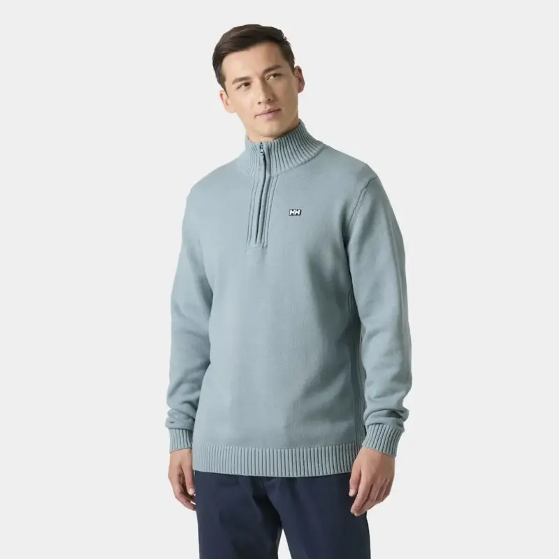 Sweter bawełniany męski Helly Hansen Smoegen 1/2 Zip Sweater - Windy Blue Tylko dziś