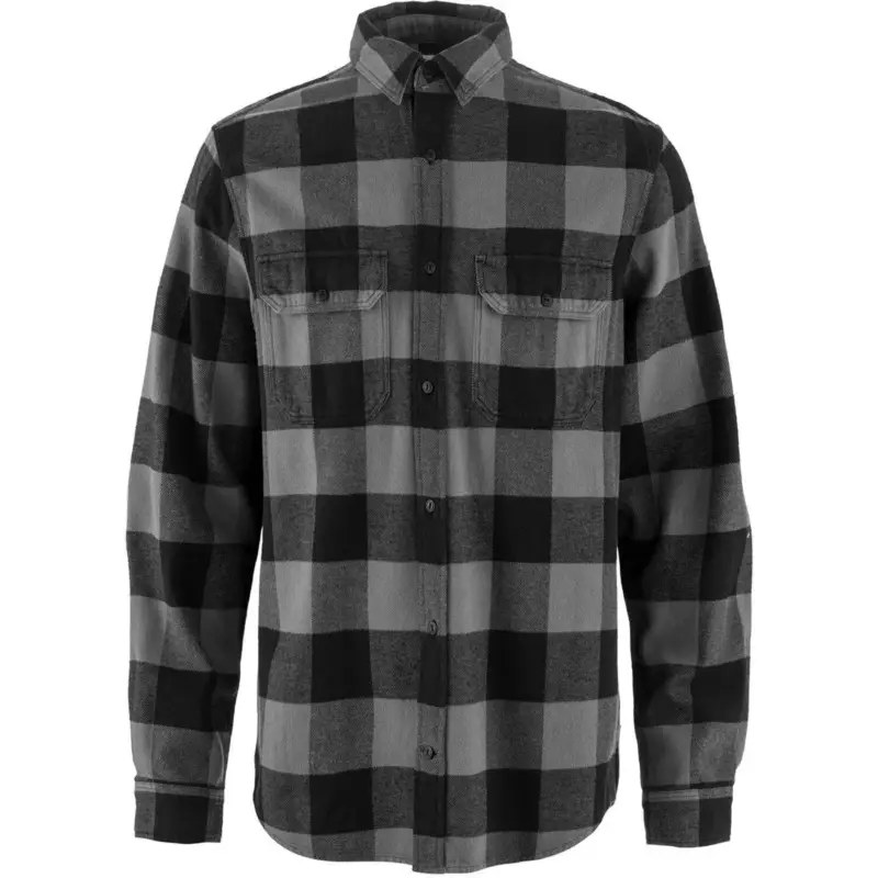 Nowy Koszula flanelowa męska Fjallraven Övik Heavy Flannel Shirt - Blk/Grey