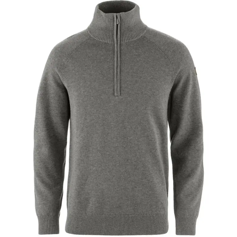 Wysoka jakość Sweter wełniany męski Fjallraven Övik Lite Half Zip - Grey/Melange