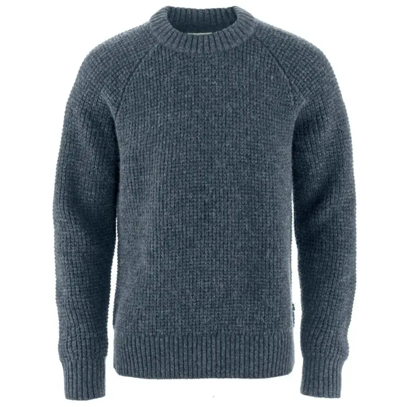 Sweter wełniany męski Fjallraven Övik Waffle Knit - Navy Oferta