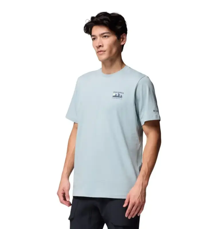 Ostatnie sztuki T-shirt z filtrem UV męski Columbia Explorers Canyon™ Back SS Tee - Crushed Blue