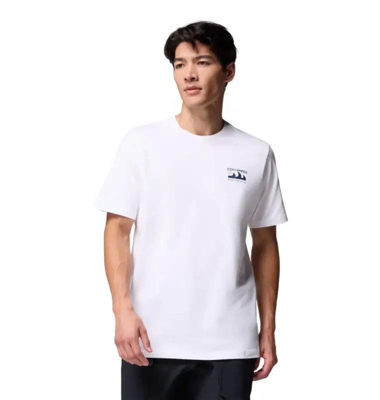 Premium T-shirt z filtrem UV męski Columbia Explorers Canyon™ Back SS Tee - White, Peaks