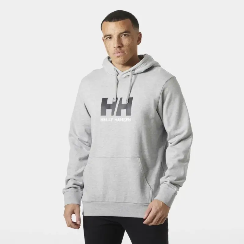 Bluza bawełniana męska Helly Hansen Logo Hoodie - Grey Melange Wybór klientów