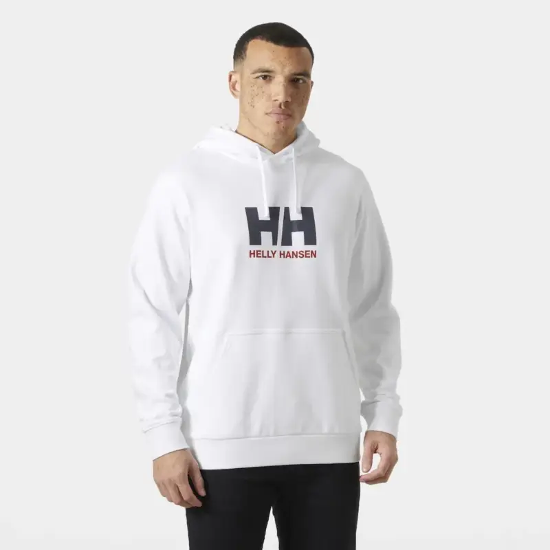 Bluza bawełniana męska Helly Hansen Logo Hoodie - White Bezpieczne zakupy