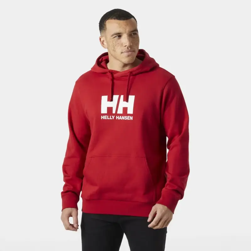 Bluza bawełniana męska Helly Hansen Logo Hoodie - Red Łatwy zwrot