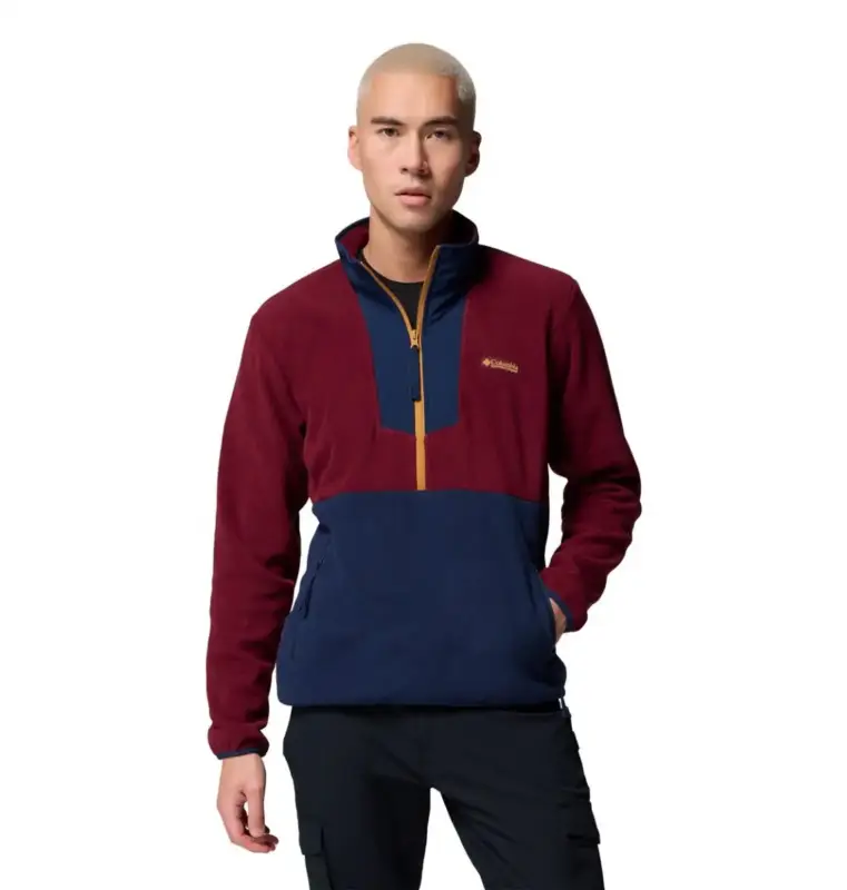 Ograniczona ilość Polar męski Columbia Sequoia Grove™ Half Zip Fleece - Rich Wine, Collegiate Navy