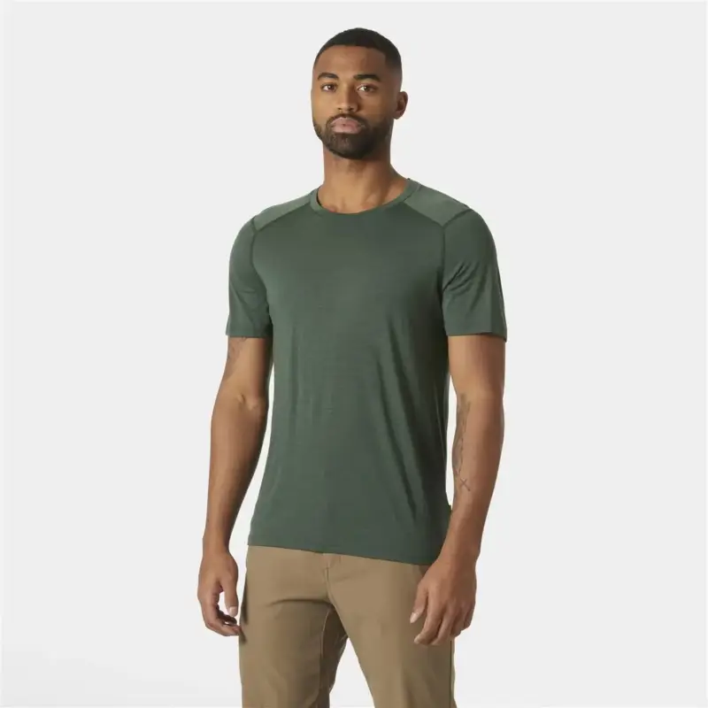 Koszulka termoaktywna męska Helly Hansen Durawool T-shirt - Jungle Green Taniej