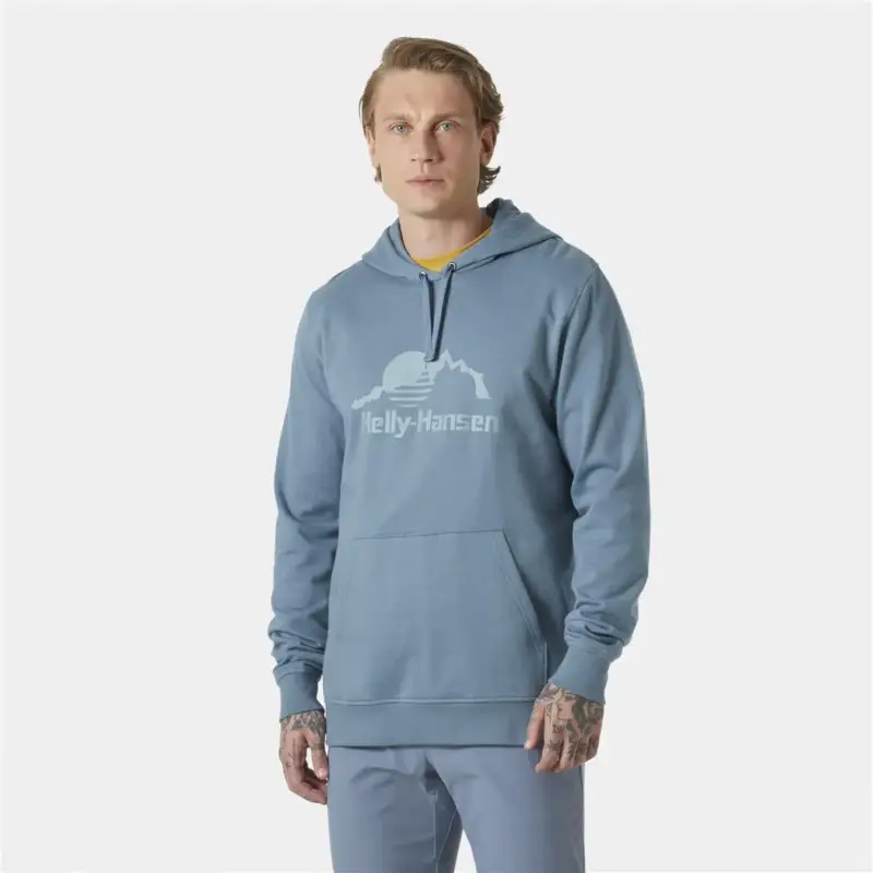 Bluza bawełniana męska Helly Hansen NORD GRAPHIC PULL OVER HOODIE - Washed Navy Wybór klientów
