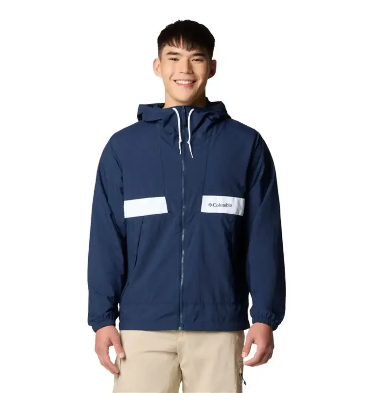 Popularny Wiatrówka męska Columbia Spire Valley™ Hooded Windbreaker - Collegiate Navy, White