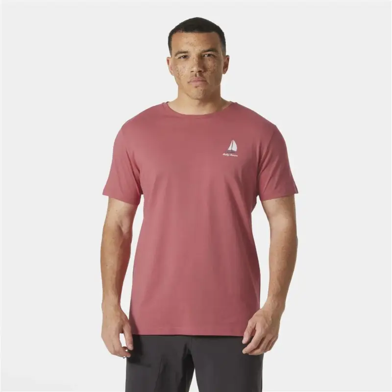 Koszulka bawełniana męska Helly Hansen Shoreline T-shirt 3.0 - Washed Red Szybka dostawa