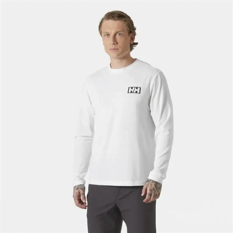 Bezpieczna płatność Bluza szybkoschnąca męska Helly Hansen Skog Graphic LS Tee - White