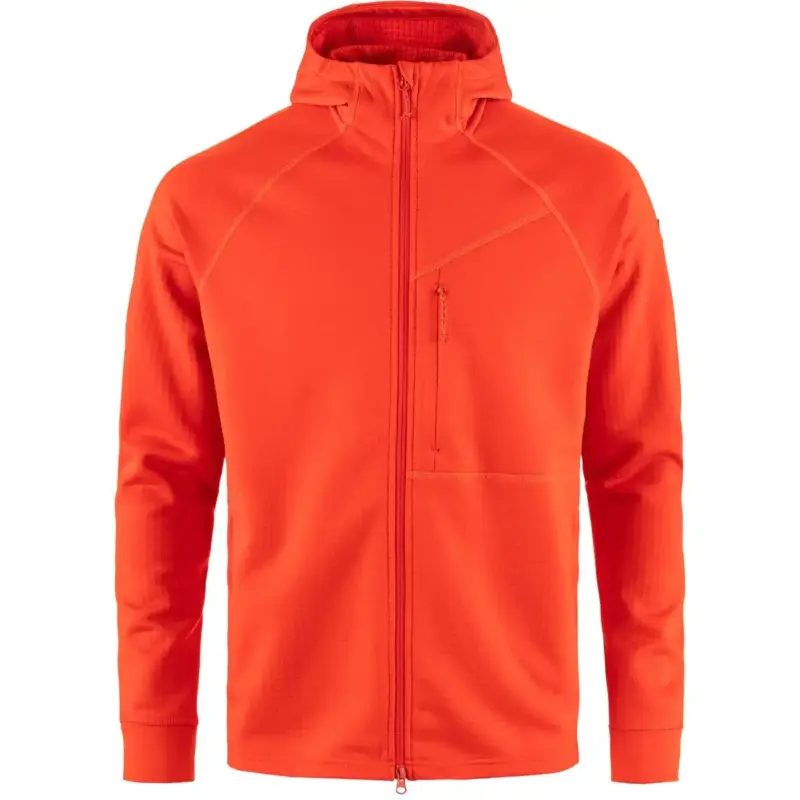 Obniżka ceny Bluza szybkoschnąca męska Fjallraven Abisko Grid Fleece Hoodie - Flame Orange