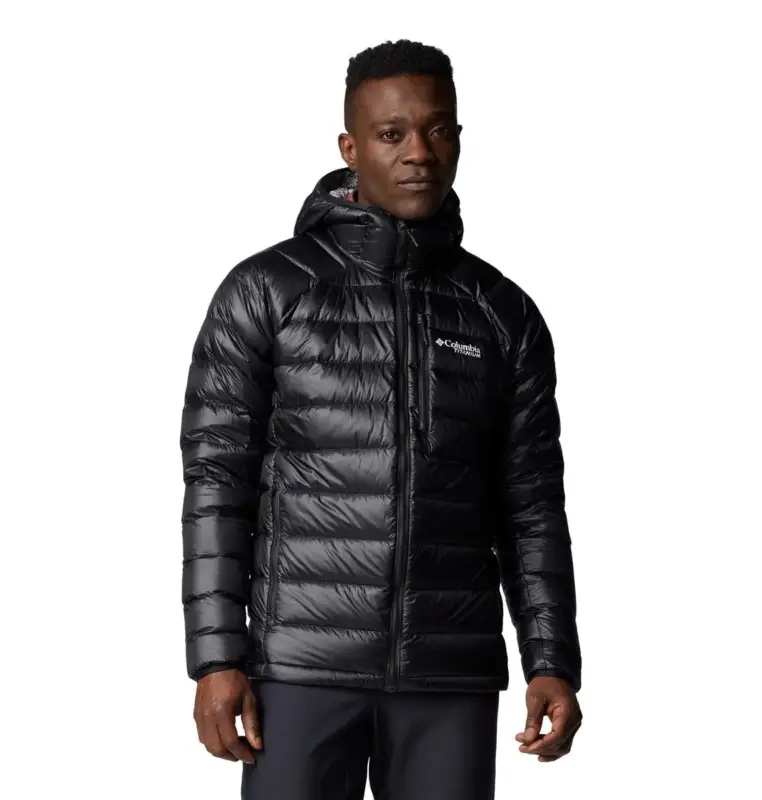 Łatwy zwrot Kurtka puchowa męska Columbia Arctic Crest™ Down Hooded Jacket - Black