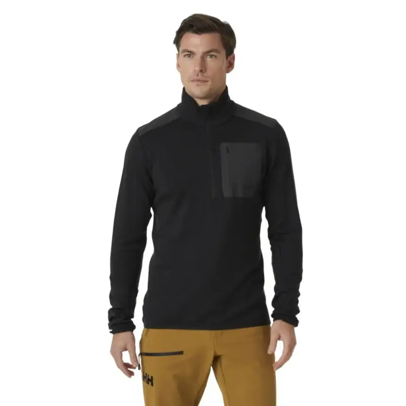 Bluza z merynosa męska Helly Hansen Lifa® Merino Wool Midlayer Half Zip - Black Popularny