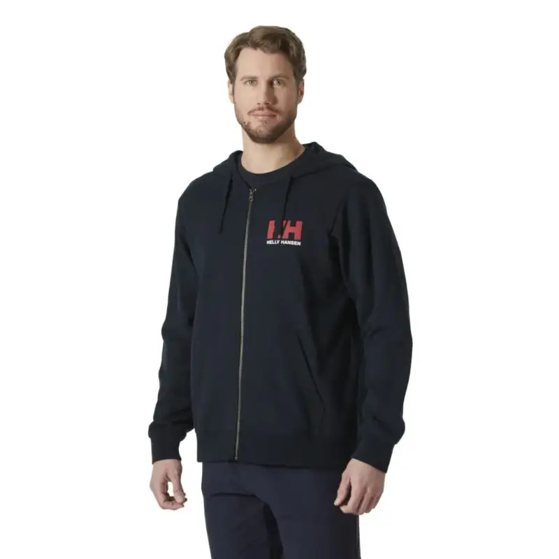 Bezpieczna płatność Bluza bawełniana męska Helly Hansen Logo Full Zip Hoodie 2.0 - Navy