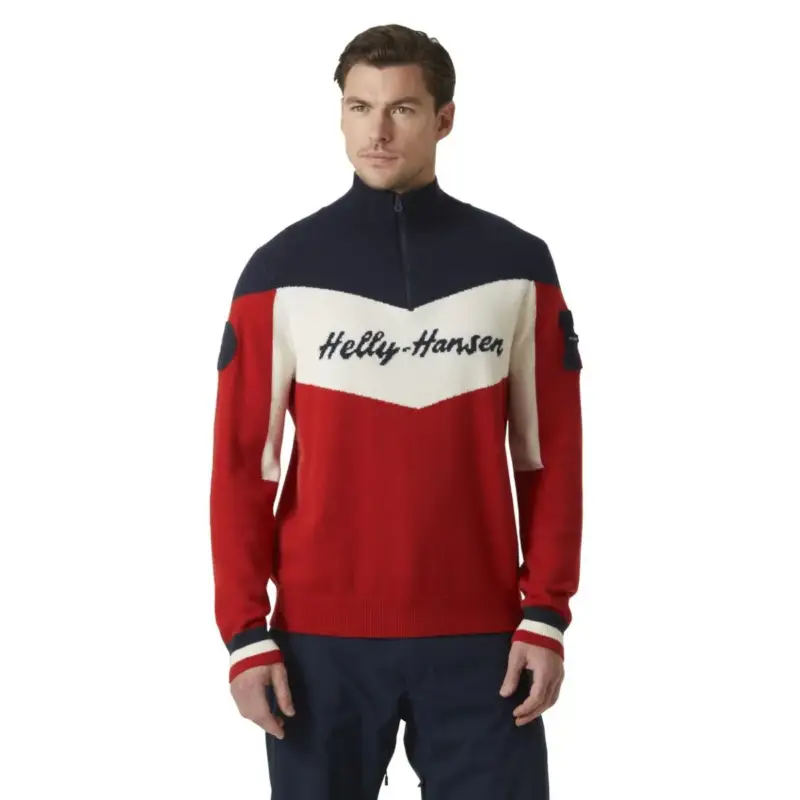 Sweter wełniany męski Helly Hansen Après Knitted Sweatert - Red Ograniczona ilość