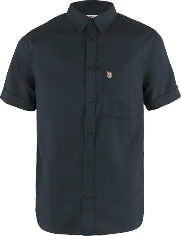 Niska cena Koszula trekkingowa męska Fjallraven ÖVIK TRAVEL SHIRT SS - Dark Navy