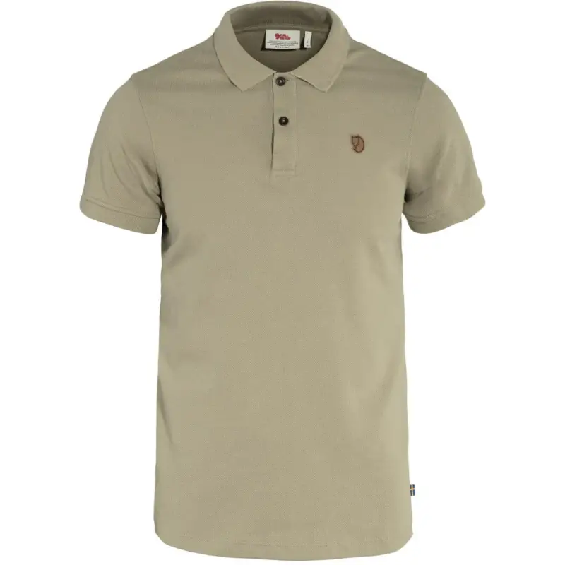 Tani Koszulka bawełniana męska Fjallraven Övik Polo Shirt - Sand Stone