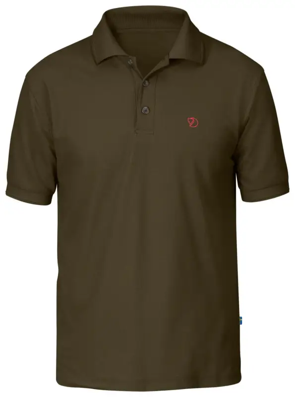 Nowość Koszulka szybkoschnąca polo męska Fjallraven Crowley Piqué Shirt - Dark Olive