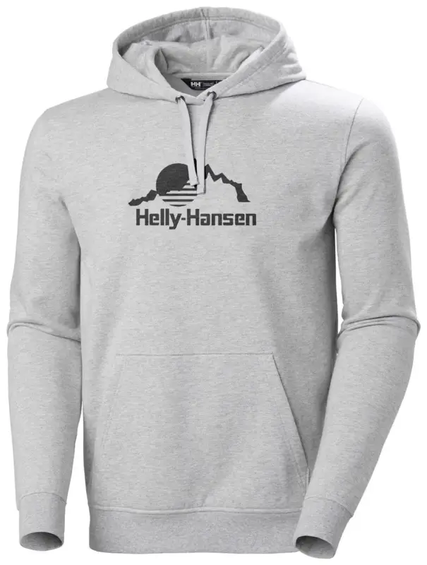 Bluza bawełniana męska Helly Hansen NORD GRAPHIC PULL OVER HOODIE - Grey Melange Szybka wysyłka