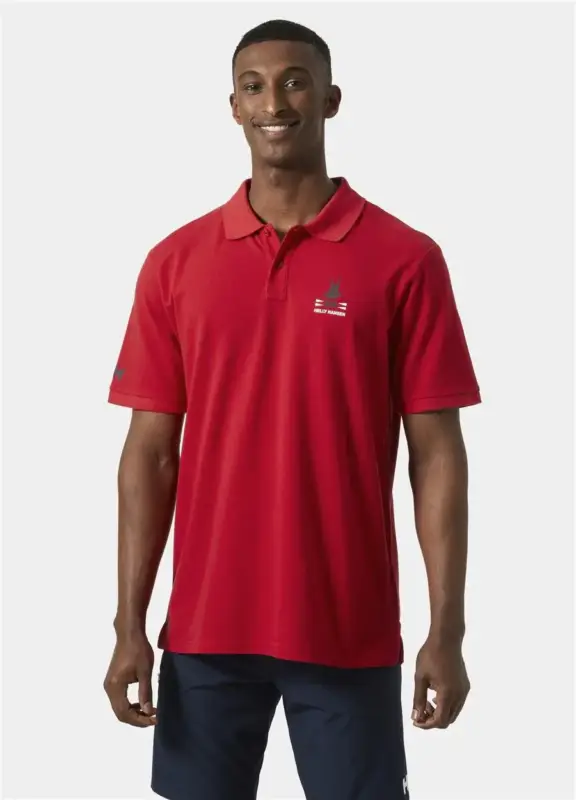 Koszulka bawełniana męska Helly Hansen Koster Polo - Red Ograniczona ilość
