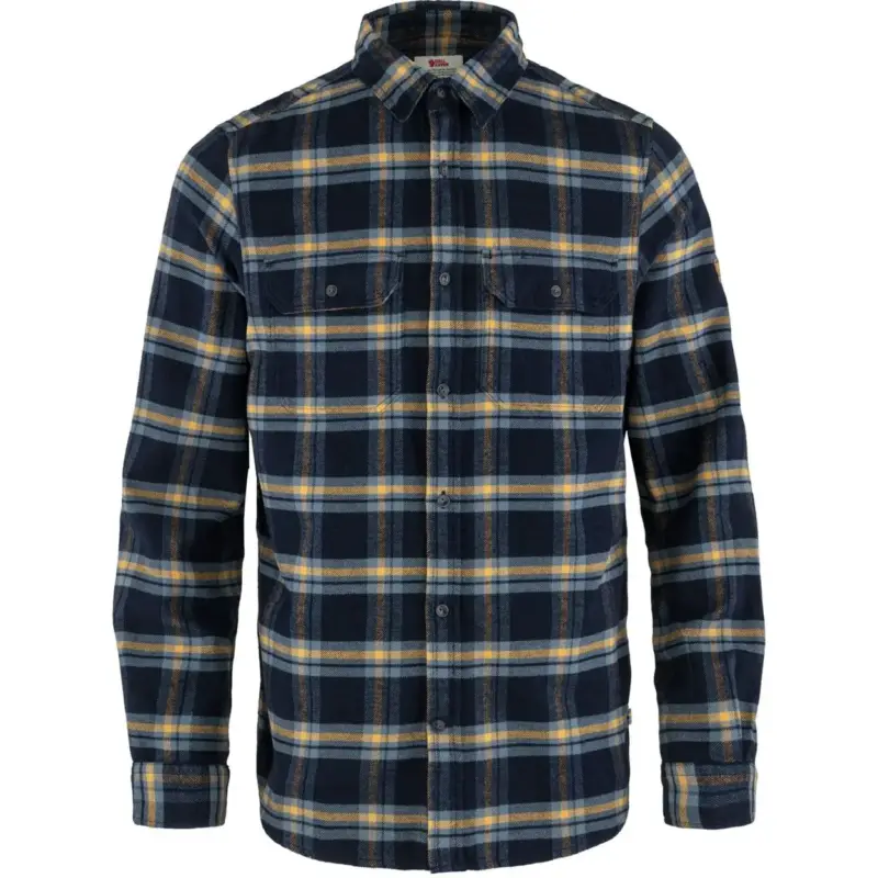 Oferta limitowana Koszula flanelowa męska Fjallraven Övik Heavy Flannel Shirt - Dark Navy/Buckwheat Brown