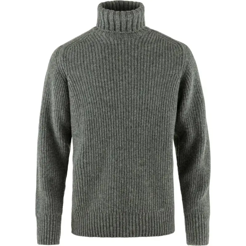Sweter wełniany męski Fjallraven Övik Roller Neck Sweater - Grey/Melange Zamów teraz