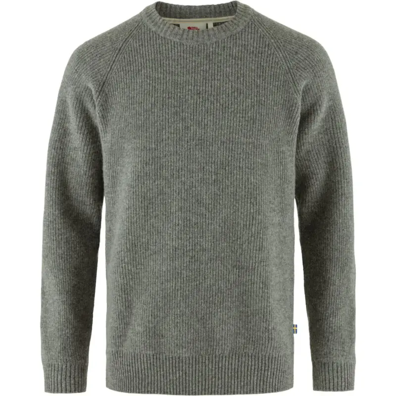 Sweter wełniany męski Fjallraven Övik Rib Sweater - Grey Hit cenowy