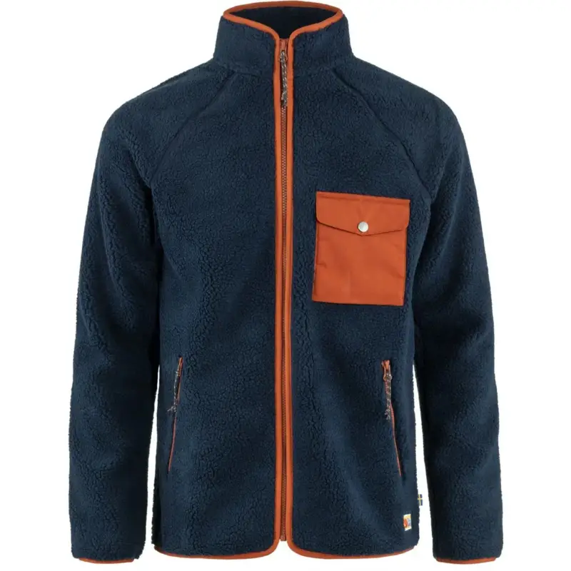 Rabat Polar męski Fjallraven Vardag Pile Fleece - Navy/Autumn Leaf