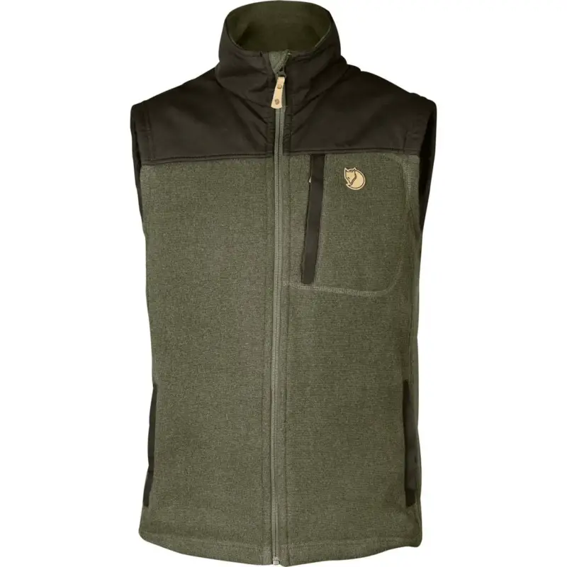 Zniżka Kamizelka polarowa męska Fjallraven Buck Fleece Vest - Laurel Green/Deep Forest