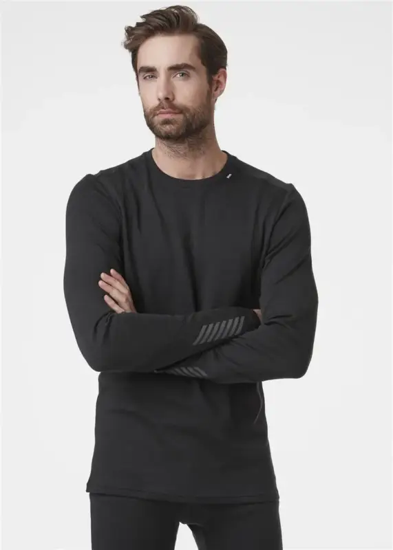 Bluza termoaktywna z merino męska Helly Hansen LIFA MERINO MIDWEIGHT CREW - Black Tani