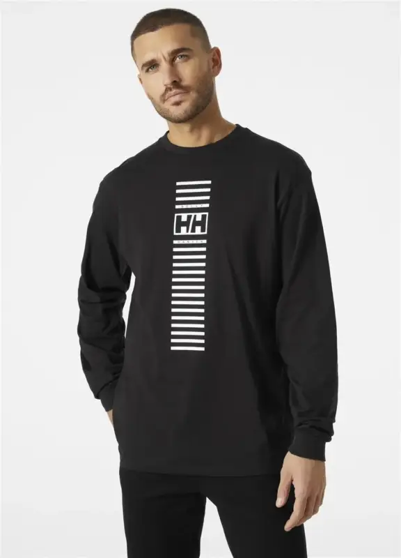 Bluza bawełniana męska Helly Hansen Yu Long Sleeve - Black Bezpieczna płatność