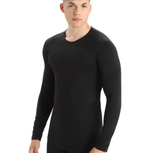 Bluza termoaktywna męska Icebreaker Merino 200 Oasis LS Crewe - Black Tani