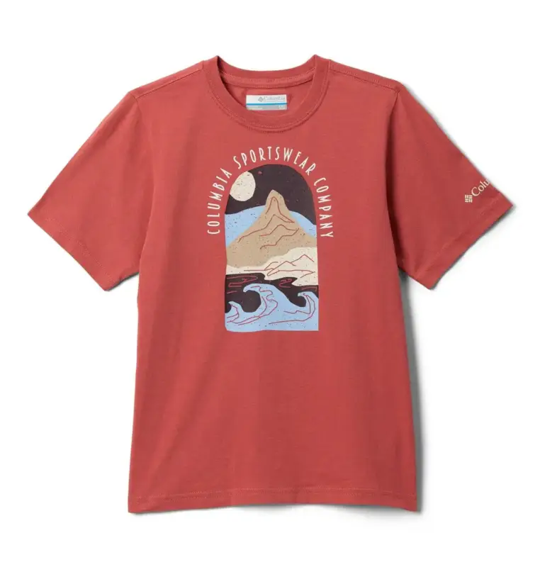 Sprawdź teraz Koszulka bawełniana chłopięca Columbia Valley Creek™ II SS Graphic Shirt - Washed Red