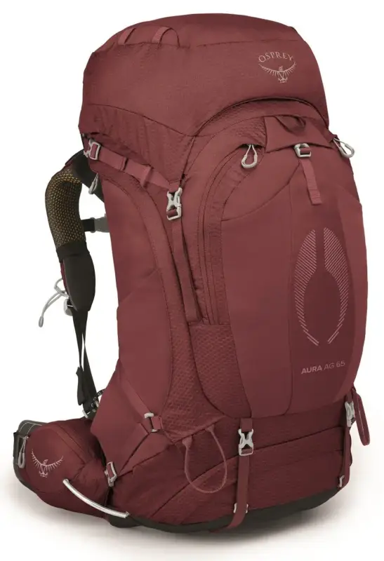 Plecak wyprawowy damski Osprey Aura Ag 65 - Berry Sorbet Red Wyprzedaż